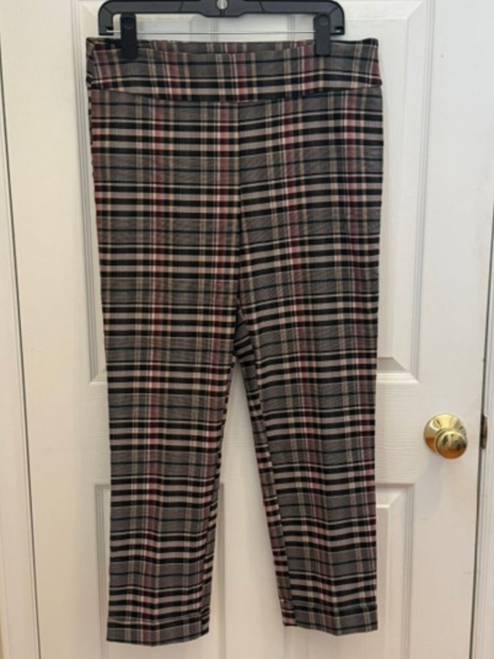 Tribal Plaid Cigarette Pants, Stretch, Size 12